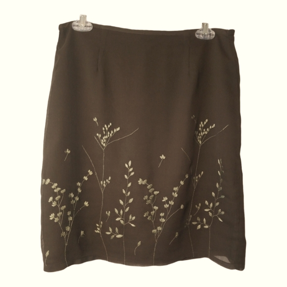 Hillard & Hanson Loden Green Pencil Skirt with Embroidered Front; Size Small - Picture 1 of 5